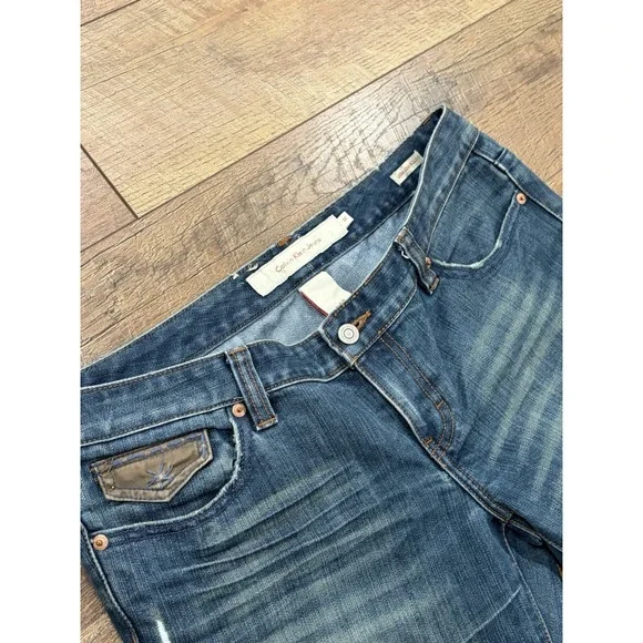 Vintage Calvin Klein Ultra Low Boot Cut Flaired Jeans Embroidered Pockets 32x31 - Picture 6 of 12
